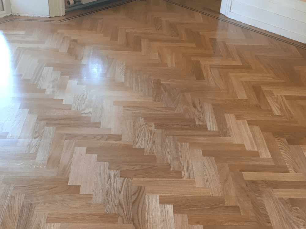 Polished parquet flooring after installation
